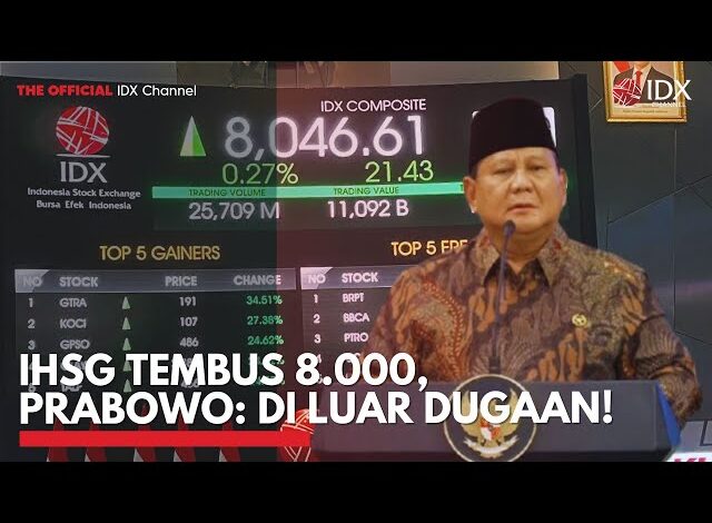 IHSG Tembus 8.000, Prabowo: di Luar Dugaan! | IDXC UPDATE