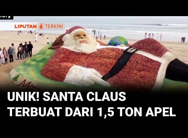 Seniman India Bangun Santa Claus Raksasa dari Apel, Pecahkan Rekor Dunia