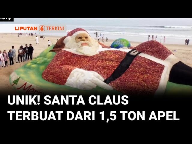 Seniman India Bangun Santa Claus Raksasa dari Apel, Pecahkan Rekor Dunia