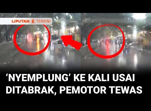 Terekam Kamera, Detik-Detik Pemotor Tewas Ditabrak Mobil Box Hingga ‘Nyemplung’ ke Kali