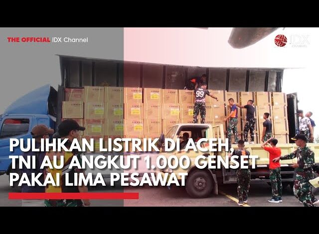 Pulihkan Listrik di Aceh, TNI AU Angkut 1.000 Genset Pakai Lima Pesawat