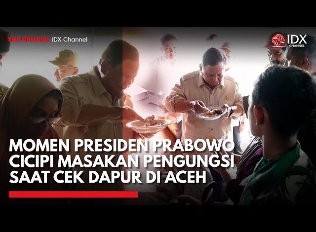 Momen Presiden Prabowo Cicipi Masakan Pengungsi saat Cek Dapur di Aceh