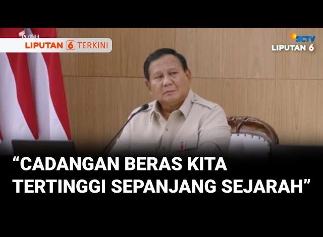 Presiden Prabowo Bangga Stok Beras RI Saat Ini Lampaui Era Soeharto